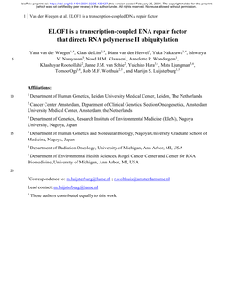 ELOF1 Is a Transcription-Coupled DNA Repair Factor That Directs RNA Polymerase II Ubiquitylation