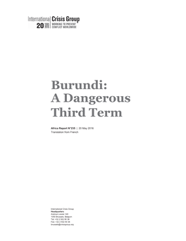 Burundi: a Dangerous Third Term