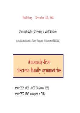 Anomaly-Free Discrete Family Symmetries
