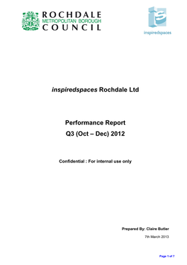 Inspiredspaces Rochdale Ltd Performance Report Q3 (Oct – Dec