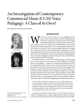 An Investigation of CCM Voice Pedagogy: a Class of Its Own?