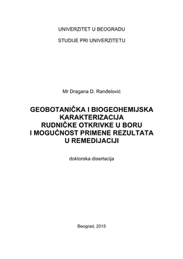 Geobotanička I Biogeohemijska