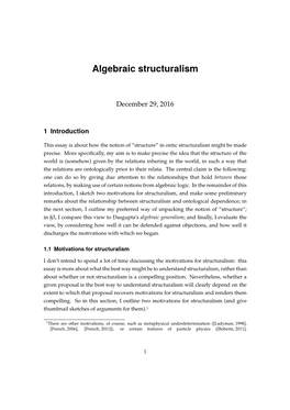 Algebraic Structuralism