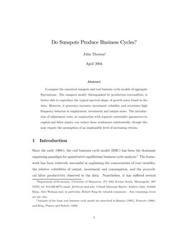 Do Sunspots Produce Business Cycles?