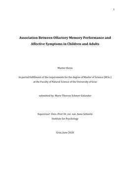 Association Between Olfactory Memory Performance and Affective Symptoms in Children and Adults