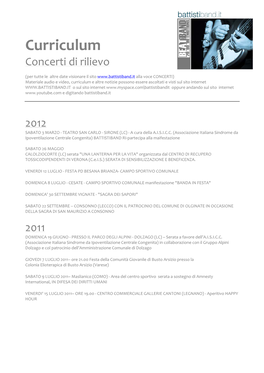 Curriculum Concerti Di Rilievo