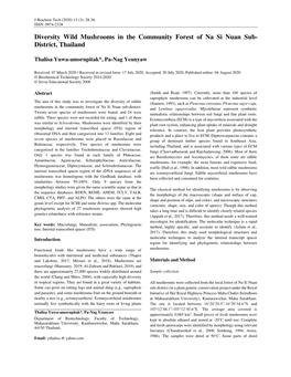 Diversity Wild Mushrooms in the Community Forest of Na Si Nuan Sub- District, Thailand