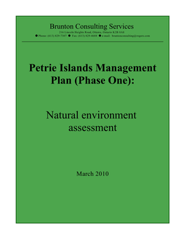 Petrie Islands Management Plan (Phase One): Natural Environment