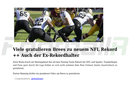 Viele Gratulieren Brees Zu Neuem NFL Rekord ++ Auch Der Ex-Rekordhalter