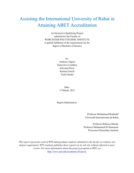 Assisting the International University of Rabat in Attaining ABET Accreditation