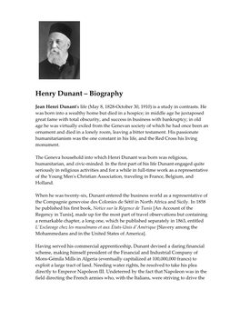 Henry Dunant – Biography