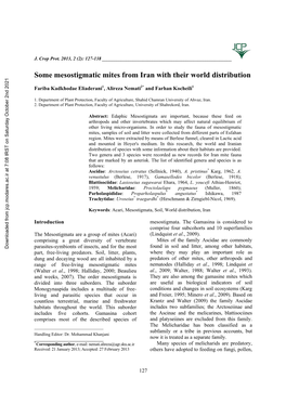 Some Mesostigmatid Mites from Iran with Their World Distribution