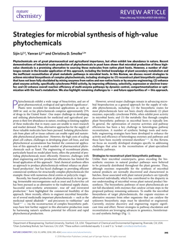 Strategies for Microbial Synthesis of High-Value Phytochemicals