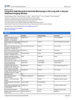 Long-Term High-Resolution Intravital Microscopy in the Lung with a Vacuum Stabilized Imaging Window