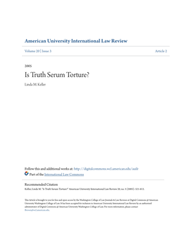 Is Truth Serum Torture? Linda M