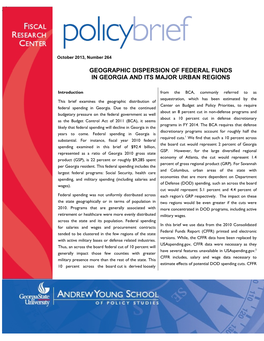 Geographic Dispersion of Federal Funds in Georgia and Its Major Urban Regions