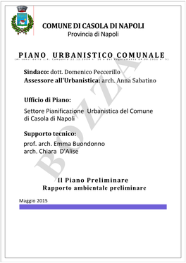 Settore Pianificazione Urbanistica Del Comune Di Casola Di Napoli Prof