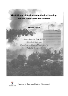 The Efficacy of Business Continuity Planning: Stories from a Natural Disaster