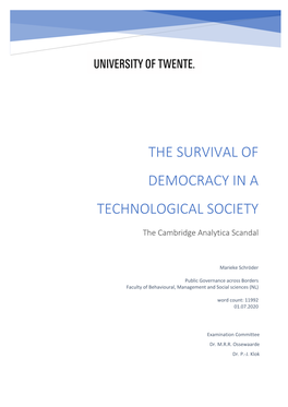 The Survival of Democracy in a Technological Society