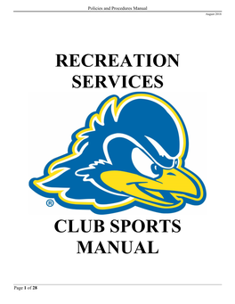 Recreation Services Club Sports Manual