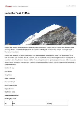 Lobuche Peak 6145M Langtang Ri Trekking & Expedition