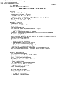 In Summary Hst 071 Termination of Pregnancy