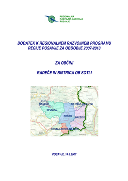 Dodatek K Regionalnem Razvojnem Programu Regije Posavje Za Obdobje 2007-2013
