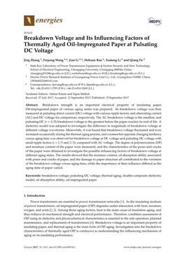 Breakdown Voltage and Its Influencing Factors of Thermally Aged Oil