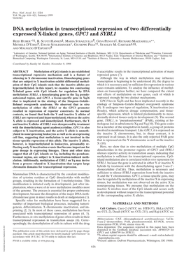 DNA Methylation in Transcriptional Repression of Two Differentially Expressed X-Linked Genes, GPC3 and SYBL1