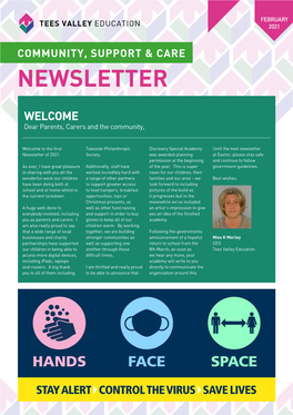 Newsletter 2021 Community, Support & Care Newsletter 2021 February Tees Valley Education 2021