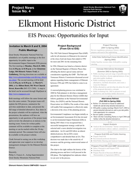 Elkmont Historic District EIS Process: Opportunities for Input
