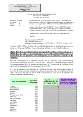 DEPARTEMENT DU JURA Arrondissement De LONS - LE - SAUNIER