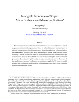 Intangible Economies of Scope: Micro Evidence and Macro Implications∗