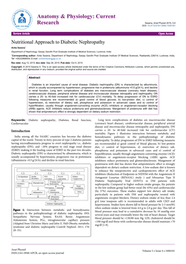 Nutritional Approach to Diabetic Nephropathy