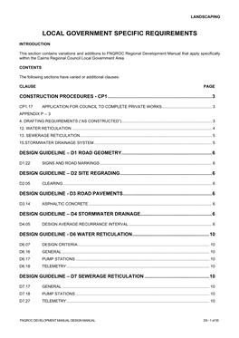 Cairns Regional Council Specific Requirments