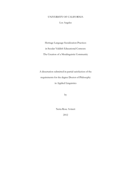 Heritage Language Socialization Practices in Secular Yiddish Educational Contexts