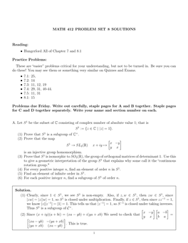 MATH 412 PROBLEM SET 8 SOLUTIONS Reading