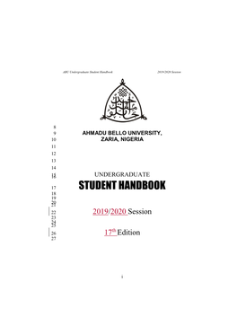 Student Handbook 2019/2020 Session