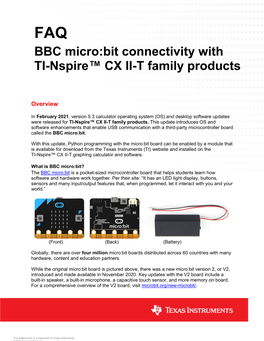 BBC Micro:Bit Connectivity with TI-Nspire™ CX II-T Family Products