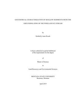 Geochemical Characterization of Shallow Sediments from The