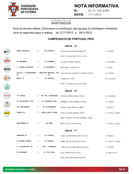 Nota Informativa N.: 28 /15-16/Ca/Fpf Data: 27/11/2015