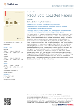 Raoul Bott: Collected Papers Volume 5 Series: Contemporary Mathematicians