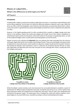 Mazes Or Labyrinths… What’S the Difference & What Types Are There? Jeff Saward