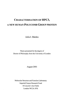 Characterisation of HPC3, a New Human Polycomb Group Protein