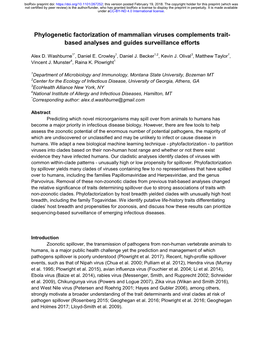 Phylogenetic Factorization of Mammalian Viruses Complements Trait- Based Analyses and Guides Surveillance Efforts