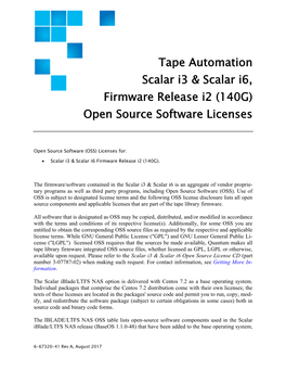 Scalar I3 and I6 Release I2 Open Source Software Licenses