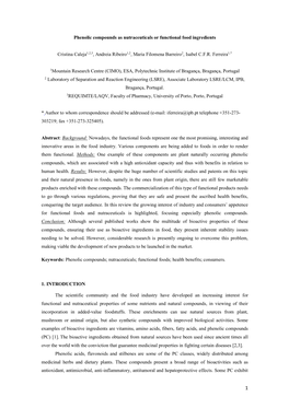 Phenolic Compounds As Nutraceuticals Or Functional Food Ingredients