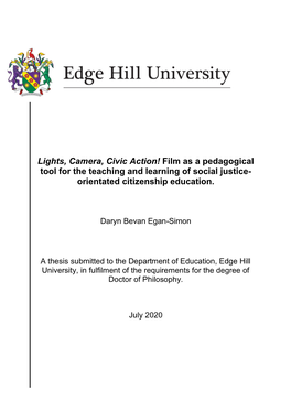 Film As a Pedagogical Tool for the Teaching and Learning of Social Justice- Orientated Citizenship Education