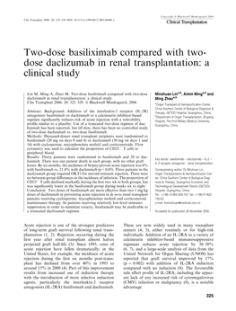 Two-Dose Basiliximab Compared with Two- Dose Daclizumab in Renal Transplantation: a Clinical Study