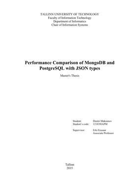Performance Comparison of Mongodb and Postgresql with JSON Types